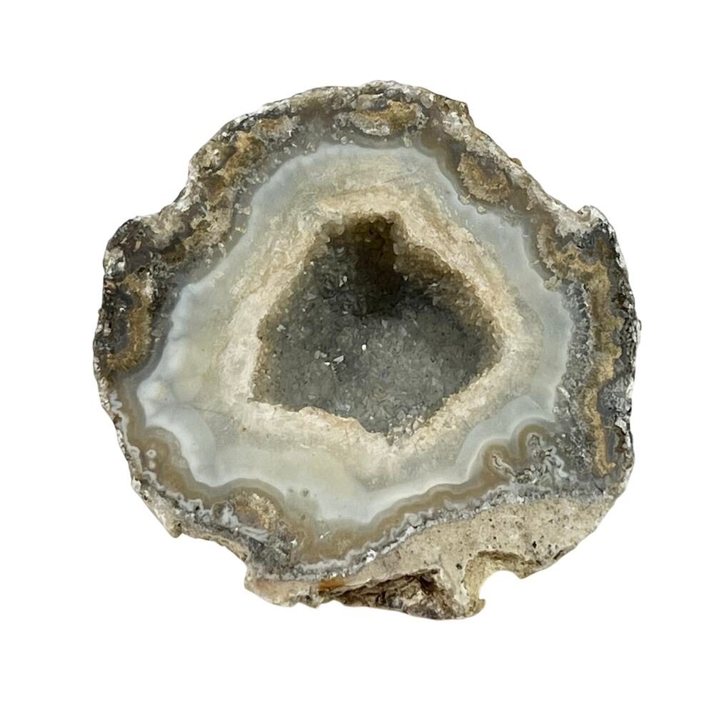 Keokuk Quartz Crystal Geode Half Single Split Rock Specimen 3 Inch